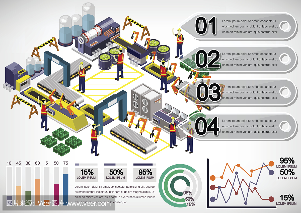 說明信息圖形工廠設備的概念